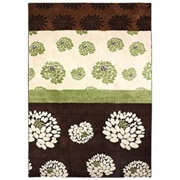 Alfombra Natural 160 x 230 cm Motivos Flores Marrón/Verde