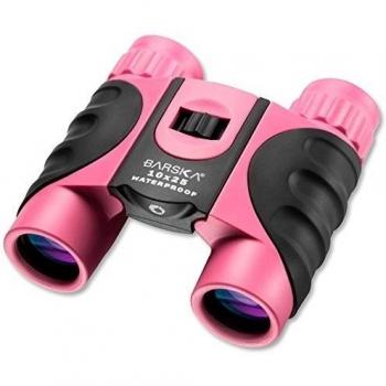 Barska 10x25 Pink Waterproof Roof Prism Binoculars with Blue Lens and 5.8° Angle of View