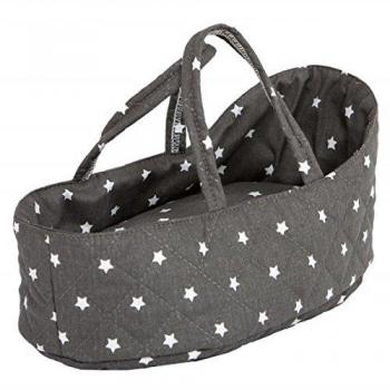Capazo de muñecas gris con estampado de estrellas de 36 cm
