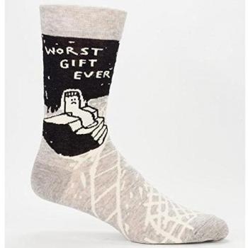 Calcetines Blue Q – Modelo Worst Gift Ever – Talla 40/45 – Un 1 % de los beneficios de las ventas se destina a Médicos sin fronteras