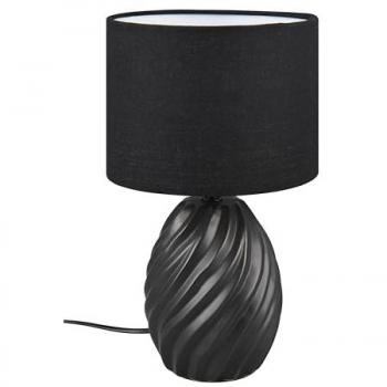 Lámpara de mesa Melva, negro mate, Ø 18 cm, cerámica, E14