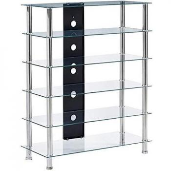 vidaXL Mueble de equipo HiFi vidrio templado transparente 90x40x113cm