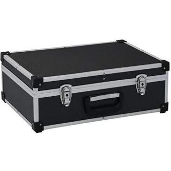 vidaXL Tool Suitcase Lockable with Convenient Handle Tool Case Travel Case Train Case Tool Box Tool Briefcase Tool Organiser Black Aluminium