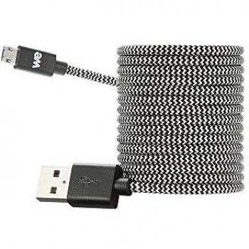 Cable USB/Micro USB Nylon Trenzado 2m - Carga Rápida Ultra Resistente - Negro/Blanco