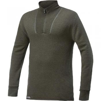 Pullover de lana merino con cremallera y cuello alto 400 - Verde pino 2XL