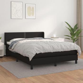 Cama box spring de muelles con colchón negro 140x200 cm en cuero sintético Vidaxl