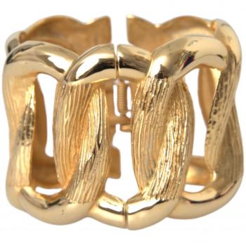 Gold Tone Vintage Clamper Twisted Loop Bangle Bracelet
