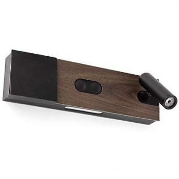Aplique Magos con luz de lectura, Cuerpo ABS, Pantalla Aluminio, Difusor PC, Faro Barcelona - magos Aplique de pared nogal 20332