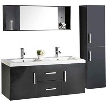 Mueble de Baño Negro 120 cm con Columna y Lavabo Incluidos - Malibu