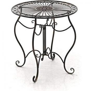 Mesa de jardín de hierro Indra Ø 70 cm, mesa redonda de exterior para 4 personas, metal bronce
