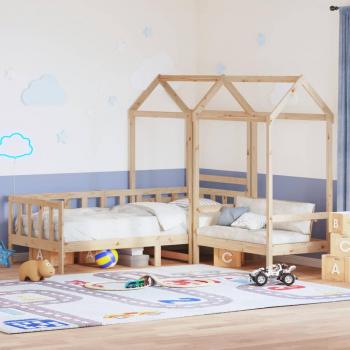Set de sofá cama con banco y techo madera maciza pino 80x200 cm Vidaxl Marrón