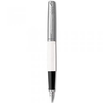 Parker Jotter Originals Pluma Estilográfica, Acabado Blanco Clásico, Plumín Mediano, Tinta Negra Y