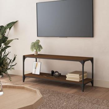 Mueble para TV contrachapada y acero roble marrón 100x33x41 cm vidaXL