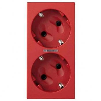 Base Enchufe Doble Schuko Simon 500 Cima con Corte y LED Rojo 16A 250V