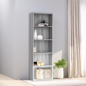 Estantería de 5 niveles de madera contrachapada gris, 60x30x189 cm, mueble de almacenaje para oficina, estudio, sala de estar y dormitorio