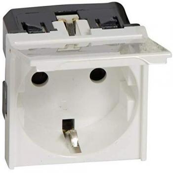Antimicrobial SCHUKO Socket with 2 Modules and Screw Terminals - White Mosaic Design