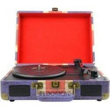 Giradiscos Vintage Majestic TT-43 con Bluetooth, USB, SD y AUX - 33/45/78 RPM, Bandera del Reino Unido