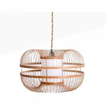 Lámpara Colgante Japonesa de Bambú LED KAIZEN con Difusor Central y Cable de Cuerda para Salón y Dormitorio