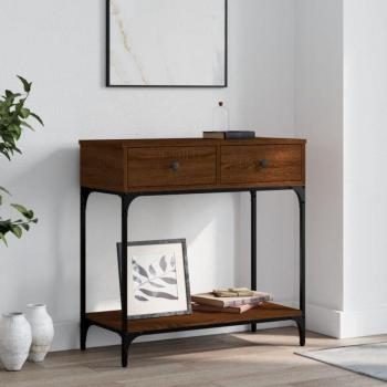 Mesa Consola de Madera de Ingeniería Marrón Roble 75x34,5x75 cm - Diseño Contemporáneo y Estructura Metálica