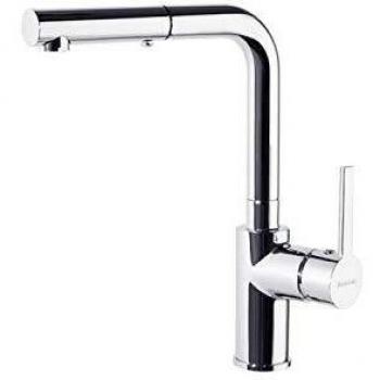 Ramon Soler Grifo de Fregadero de Cocina Monomando con Caño extraíble Horizontal Cromado con Sistema S2 de Ahorro de Agua Serie Drako - Cromo