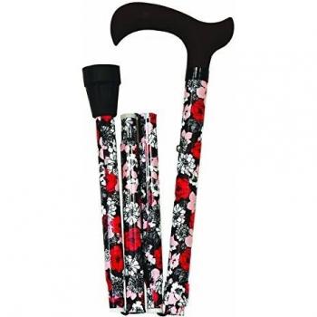Bastón Herdegen Derby Flor Plegable con Extensión de Aluminio y Flor Roja