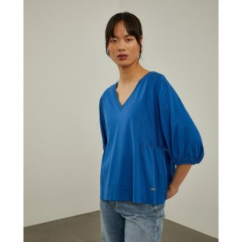 Jersey de mujer Lion of Porches con cuello de pico y mangas abullonadas en color Azul Rey