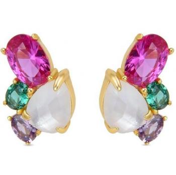 Pendientes Zafi Atelier de Luxenter en Plata de Ley 925 con Baño de Oro y Cristal de Roca