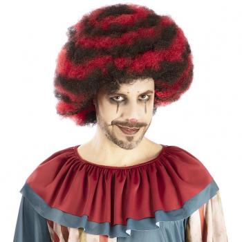 Peluca de Payaso Perverso Afro rojo y negro