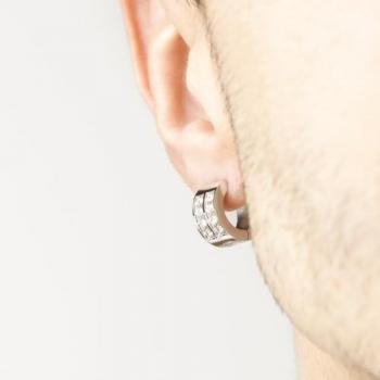 Pendientes Lotus Style LS2393-4/1 para hombre, fabricados en acero inoxidable 316L, con acabado brillo y circonitas engastadas