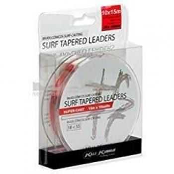 Kali Kunnan - Surf Tapered Leader 10x15, Color Rojo, Talla 0.18-0.57 mm