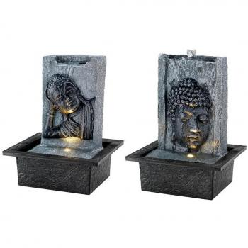 Fuente de Jardín Buda con LED, 18x21x27 cm, Modelos Surtidos en Poliresina