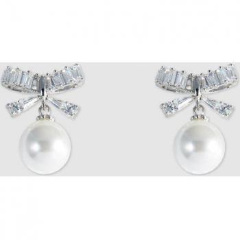 Pendientes Dada Burma Bow & Pearl con circonitas y perla
