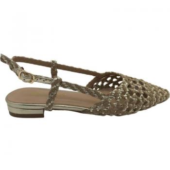 Sandalia Rejilla Etika D'Hort 10122 Mujer, Oro - Sandalias planas de mujer, diseño de rejilla, color oro