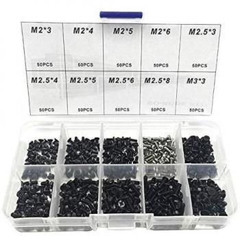 Tornillos de Ordenador 500 Piezas Tornillos M2 M2.5 M3 Tornillos Portatil Kits de Tornillos para PC Tornillos de Ordenador Kit Set para IBM HP DELL Samsung Sony Toshiba Gateway Acer Lenovo Negro Plata