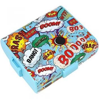 COM-FOUR® lonchera en diseño cómico sobre la marcha - Lonchera con divisores - Caja de desayuno 19.5 x 17.5 x 6.5 cm
