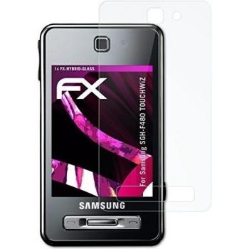 atFoliX Lámina Protectora de plástico Cristal Compatible con Samsung SGH-F480 TOUCHWiZ Película Vidrio, 9H Hybrid-Glass FX Protector Pantalla Vidrio Templado de plástico