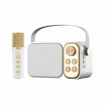 Altavoz Subwoofer Karaoke Bluetooth Retro Almalux® 10W, Sonido Envolvente 360°, Diseño Elegante y Micrófono Incluido