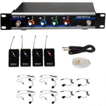 VocoPro Wireless Headset & Lavalier Microphone System with USB Interface, 4-Channel