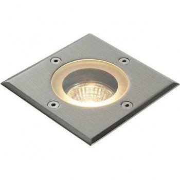 Foco empotrable jardín 1 bombilla 15cm Pillar Glass, luz empotrada para exteriores, ligera, de acero inoxidable cepillado de grado marino, vidrio IP65, tipo de base GU10