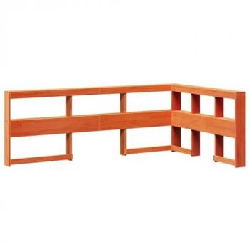 Cabecero de cama estantería en forma de L 120 cm madera maciza de pino encerado