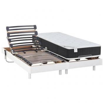 Cama eléctrica de relajación APOLLO con muelles ensacados y viscoelástica - 2 x 80 x 200 cm - Blanco