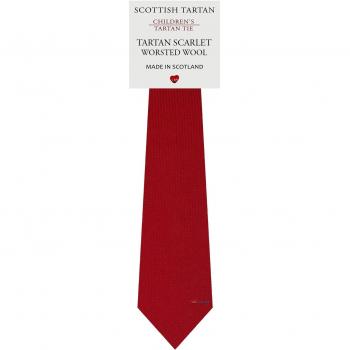 Boys All Wool Tie Woven Scotland - Plain Scarlet Tartan Tartan