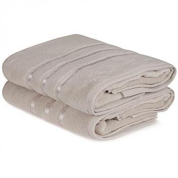 Wellhome Juego de Toallas de Baño Suavidad Garantizada Marrón Claro 100% Micro-algodón 560 Gr/m² (2 piezas)