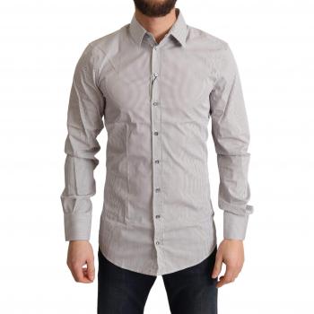 Dolce & Gabbana Gray Cotton Slim Fit Men's SICILY Shirt - Size IT38 | XS