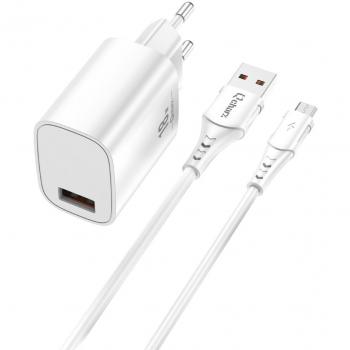 Kit Cargador Qcharx Artemisia 3A 18W con Cable USB a Micro Blanco