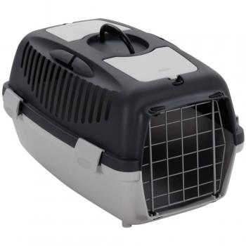 Transportín de mascotas ventilable con asa gris/negro 35x36x55 cm
