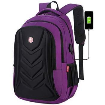 LYzpf Mochilas Escolares Impermeable USB Puerto de Carga Tipo Casual Escuela Daypacks Backpack del Ordenador Portátil Mochila Escolar para Deporte Viaje Daypack,Purple
