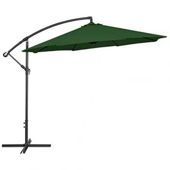 Sombrilla colgante verde redonda Ø 300 cm inclinable con protección UV 50+