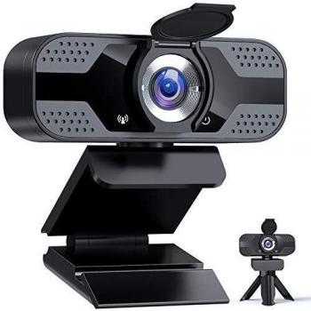 Webcam 1080P Full HD con Micrófono Y cubierta de privacidad, USB Web Camera Con trípode, para Mac Windows Portátil Videollamadas Conferencias Juegos Plug y Play, Cámara web para Skype FaceTime Youtube