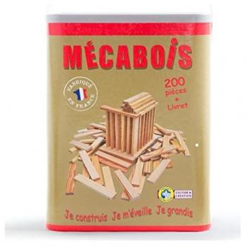 Barril de 200 Piezas de Madera Mecabois - Juego de Construcción Hecho en Francia